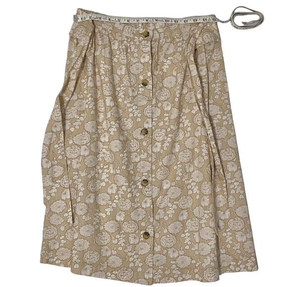 Saks Fifth Avenue Skirt Womens Size L Floral Print A-Line Linen Blend Neutral - Picture 5 of 9